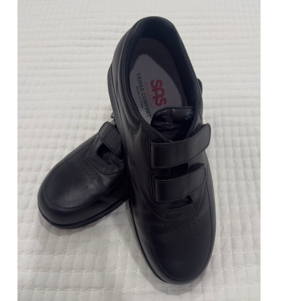 SAS Time Out Men 13 W Black Leather Walking Shoes Hook Loop Tripad Comfort